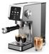 StarTech Espressomachine - Semi-automatisch - 20 bar - Geschikt voor 2 kopjes - Instelbare temperatuur - Melkopschuimer - Roestvrij staal