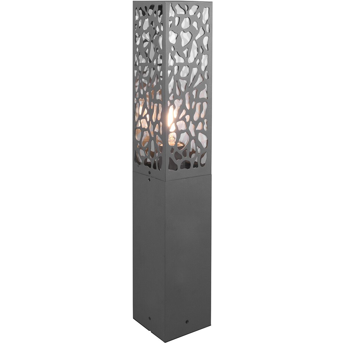 BES LED Trion Kaca - Staande Buitenlamp - E27 - Rechthoek - Antraciet - RVS - 100cm