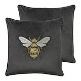 Paoletti Hortus Twin Pack veren kussens, houtskool, 50 x 50 cm