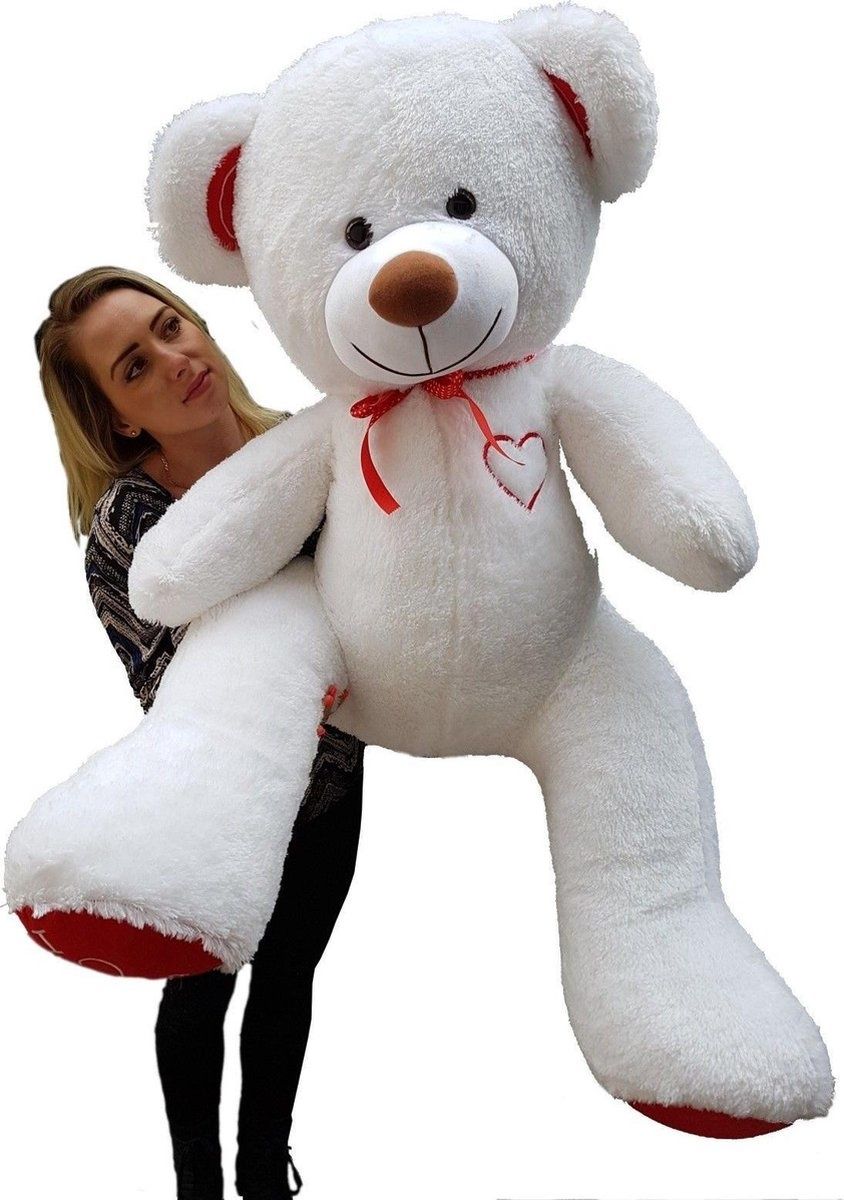 Viking Choice Grote witte knuffelbeer teddybeer met i love you tekst 190cm!