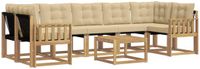 vidaXL - Hoek loungeset - Acacia hout - Wit en Beige