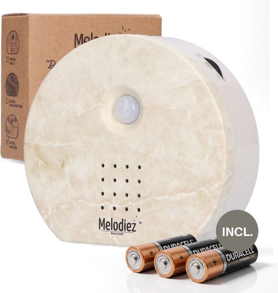 Melodiez Vogelhuisje Met Geluid - Natuursteen - 9 cm Diameter - Vogelgeluiden Huisje Met Sensor