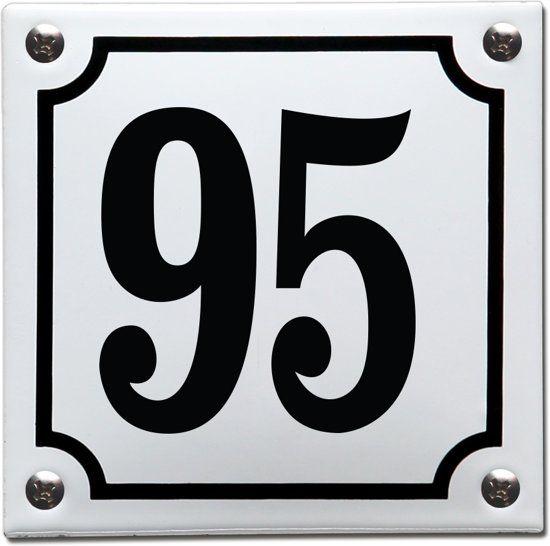 EmailleDesign® Emaille huisnummer wit/zwart nr. 95