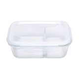6 stuks - containers met deksel, 2 vakken, 1500 ml, 23,2 x 17,5 x 8 cm, transparant glas