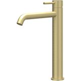IVY Concord Wastafelkraan - Verhoogd Model L - Geborsteld RVS 316 Mat Goud PVD