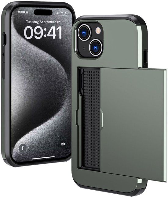 imoshion Hoesje met Pasjeshouder - Geschikt voor Apple iPhone 15 - Donkergroen