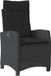 vidaXL Fauteuil de jardin réglable avec coussins poly rotin noir