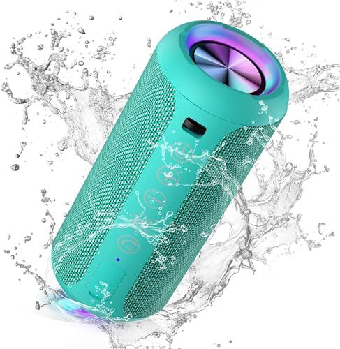 Ortizan Bluetooth-luidspreker, Bluetooth-box met ledverlichting, draagbare mini-muziekdoos met handsfree functie, IPX7-waterbescherming en 360° surround-geluid, draadloze buitenluidspreker met AUX, TF