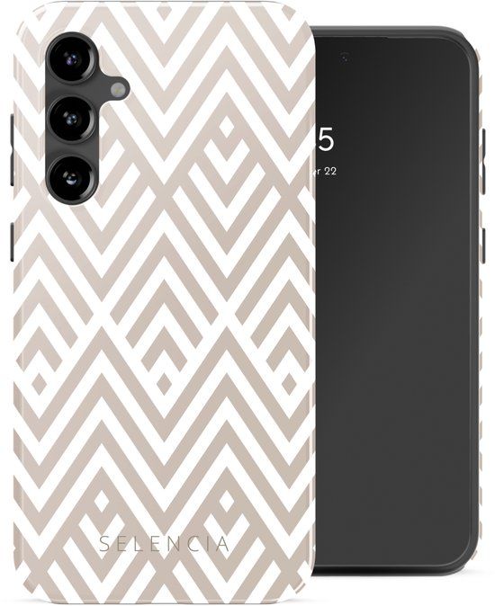 Selencia Hoesje - Geschikt voor Samsung Galaxy S23 FE - Backcover - Beige Zigzag