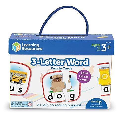 Learning Resources LER6088 3-Letter Wordkaarten, Voorschoolse gereedheid, zelfcorrigerende puzzels, leeftijd 3+
