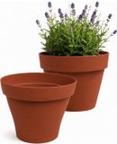 EDA Romeo Pot de fleurs / pot de plantes - 2x - plastique - terre cuite - D17 x H13 cm - intérieur et extérieur