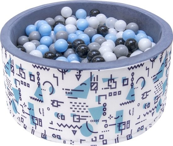 Viking Choice Ballenbak - stevige ballenbad --90 x 40 cm - 200 ballen Ø 7 cm - blauw, wit, grijs en zwart