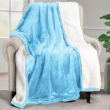 Utopia Bedding Sherpa Deken [Was blauw, 152x127 cm] - 480GSM Omkeerbare Dikke Warme Fleece Deken voor Bed, Bank, Camping en Reizen