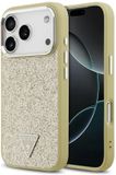 Guess Glitter Triangle Logo Magsafe Case Voor iPhone 17 Pro Gouden Bescherming