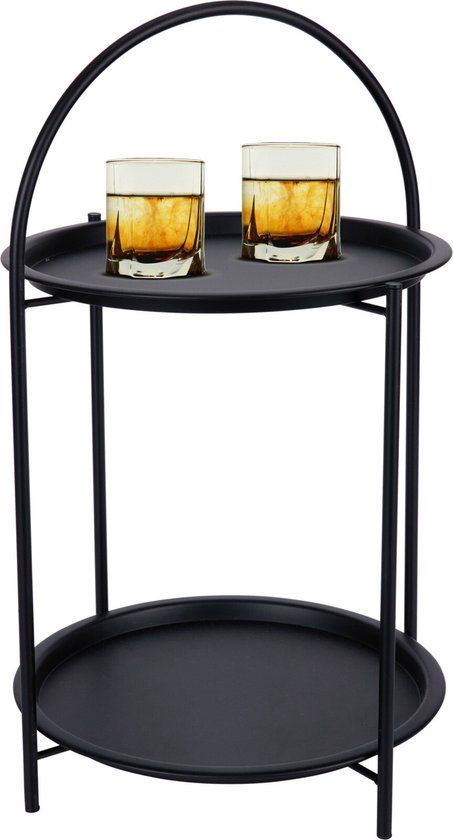 Home & Styling Bijzettafel 2 laags - zwart - metaal - 40 x 66 cm