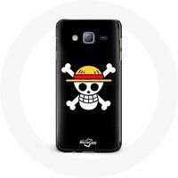 Maniacase Etui voor Samsung Galaxy J3 One Piece Manga Death's Head Zwarte Achtergrond