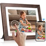 Digitale fotolijst met wifi, 9,78 inch, IPS-touchscreen, deel foto's en video's via de app, kalender, wekker, weertijd