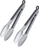 Westmark 2 Grill-/serveertang, met roestvrijstalen lepels en rubberhandvatten, lengte: 27,5 cm, Roestvrij Staal/Plastic, Classic Special Midi, Zilver/Zwart, 162422E3