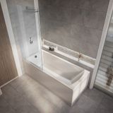 Hudson Reed Sandford Baignoire douche rectangulaire moderne - 160 x 70 cm - Pare-baignoire chromé - Tablier frontal & latéral