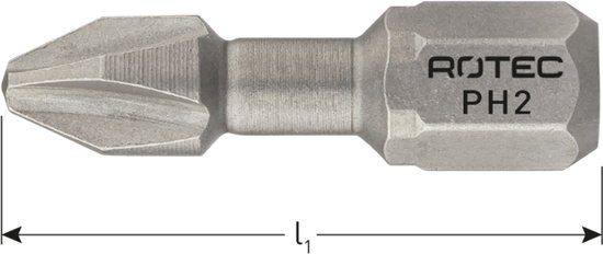 Rotec schroefbit, torsion, BASIC, PH2x25 (Phillips) (2st.)