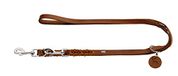 HUNTER verstelbare hondenriem SOLID EDUCATION, cognac, leer, gevlochten, 18/250
