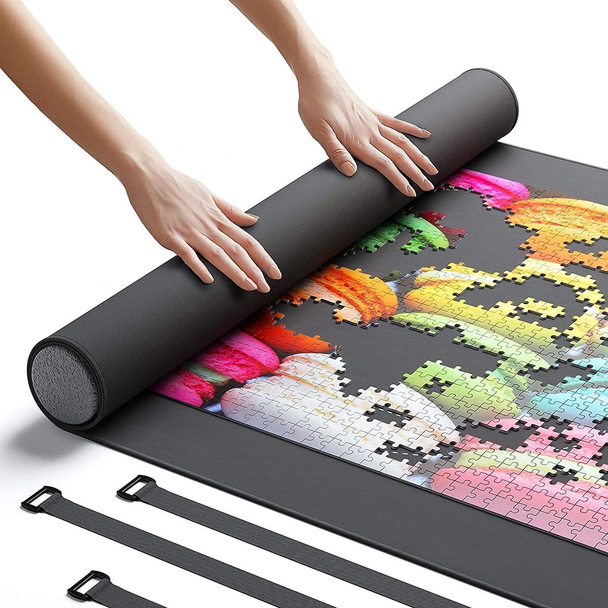 Thredo Luxe Premium Antislip Puzzelmat met Foamtube voor Legpuzzels 500, 1000 en 1500 Stukjes - 66x120 cm - Portapuzzle Opbergsysteem, Puzzelbord, Puzzelrol