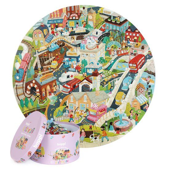 Stadsleven Ronde Puzzel - 150 Stukjes - 58cm Diameter - Recycled Karton