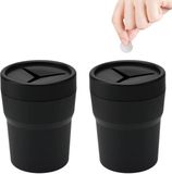 Dailygoods - 2 Stuks Rangement pour monnaie voiture - Porte-monnaie voiture PVC Mini Boîte - Noir