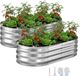 VEVOR Verhoogd Tuinbed, Metaal, 2-Delige Set, 120x60x30 cm, Ovaal Tuinbed, Plantenbakset voor Buiten, Groentebed met Handschoenen, Bloembed, Plantbed voor Bloemen en Groenten, Zilver