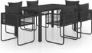 vidaXL 7-delige Tuinset PVC-rattan Zwart