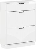 vidaXL Schoenenkast HOORN 78 x 24 x 100 cm Bewerkt hout Hoogglans Wit