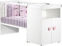 BABYPRIJS Lit évolutif - Basic - Blanc - Bouton cœur rose - 60 x 120 cm