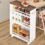 Shally Dogan Keukenwagen Slim Design Industrial, multifunctionele wagen, ruimtebesparend, zwart met 4 planken en 360° beweegbare wielen, opbergrek 50 x 16 x 80 cm (wit)