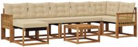 vidaXL Hoek loungeset 7 zitplaatsen Natuurlijk en beige Acacia hout