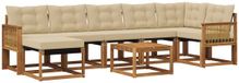 vidaXL Hoek loungeset 7 zitplaatsen Natuurlijk en beige Acacia hout