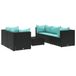 vidaXL 6-delige Loungeset met Kussens Poly Rattan Zwart