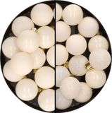 Merkloos / Sans marque Kaemingk B.V. Kunststof kerstballen - 30x stuks - wol wit - 3 en 4 cm