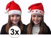 Merkloos 3 lichtgevende kerstmutsen voor kinderen met rode sterretjes - kerstmuts