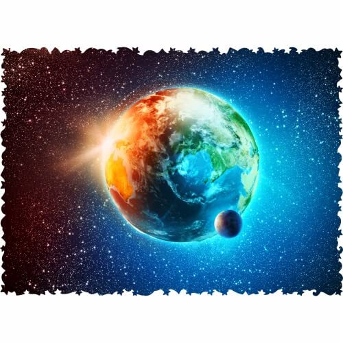 UNIDRAGON Houten puzzel puzzel, beste cadeau voor volwassenen en kinderen, unieke vorm legpuzzelstukken, ruimte planeet aarde, 43 x 30 cm, 500 stuks, kingsize formaat