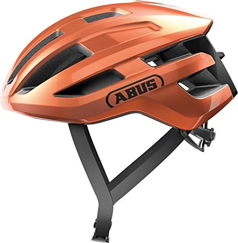 Abus PowerDome Racefietshelm, lichte fietshelm met slim ventilatiesysteem en aerodynamisch profiel, Made in Italy, voor dames en heren, oranje, maat L