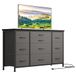 Baloveby Comodetekast met laden, dressoir met 10 stoffen laden en 3 stopcontacten, comodetekast, woonkamer, dressoir, hal, opbergunit met stof, stabiel metalen frame, houten tafelblad