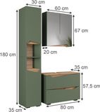 Vicco Meuble de salle de bain Marelle, Vert/Chêne artisanal, 3 pièces