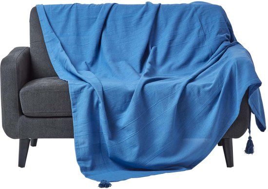 Homescapes Rajput sprei, 100% katoen, blauw, 225 x 255 cm