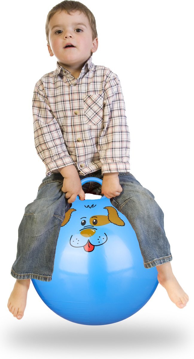 Relaxdays 1x skippybal kinderen - blauwe springbal klein - 45 cm - binnen & buiten