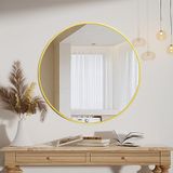 Koonmi Ronde Gouden Spiegel Wandspiegel met Aluminium Frame