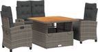 vidaXL Ensemble de jardin 4 pièces avec coussins en poly rotin gris