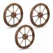 Relaxdays decoratie wiel, set van 3, rustiek houten wiel, wagenwiel, woonaccessoire, tuindecoratie, dennenhout, bruin