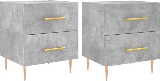 vidaXL Nachtkastjes - Set van 2 - Bewerkt Hout - Betongrijs