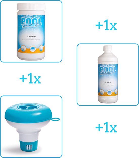 Zwembad Onderhoud Starterspakket - Chloor, Anti Alg & Chloordrijver - 3-delig