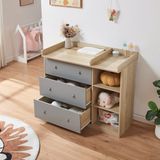 [en.casa] Luiercommode Beldinupp eikenkleurig en grijs